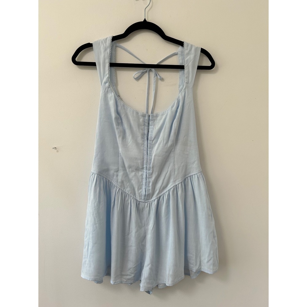 Wild Fable Hook and Eye Corset Romper Women Small Blue Cottagecore Milkmaid